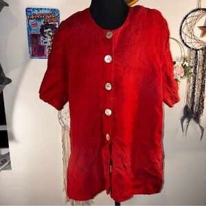 Red Button-Up Women's Blouse